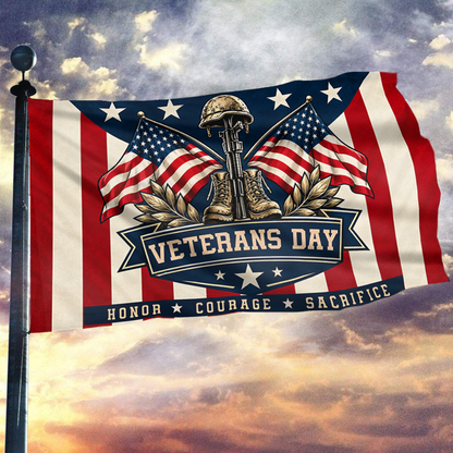 Honor Courage Sacrifice Veterans Flag