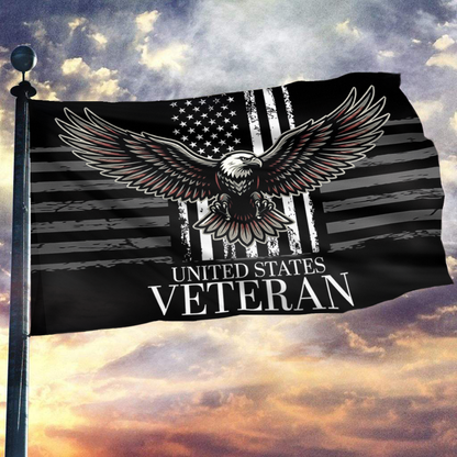 Veteran Eagle Black & White Flag