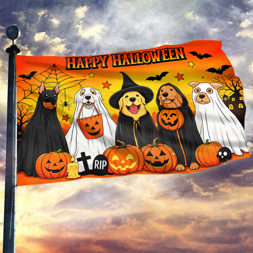 Halloween Dog Pumpkin Flag