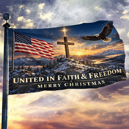 United in Faith & Freedom - Merry Christmas Flag