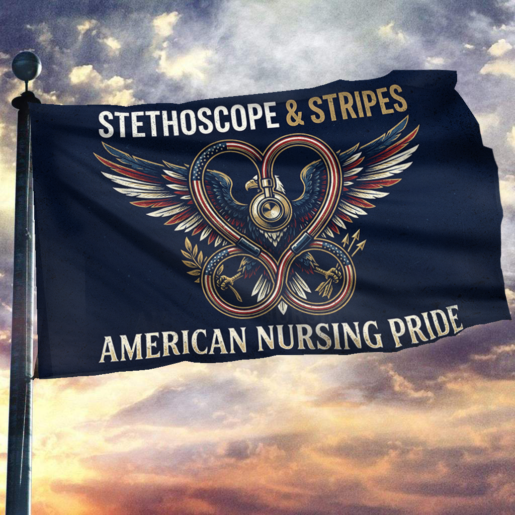 Stethoscope & Stripes American Nursing Pride Flag