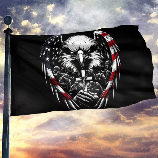 Eagle Through American Flag
