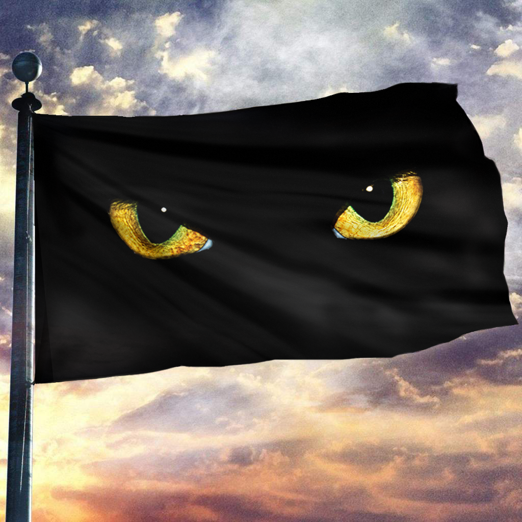 Black Cat's Yellow Eyes Halloween Flag