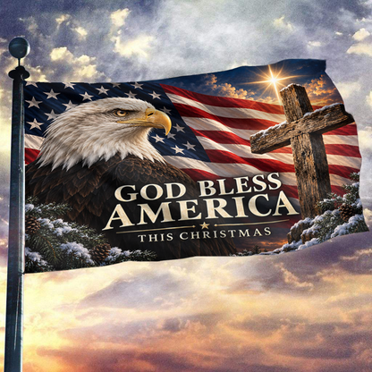 God Bless America this Christmas Flag