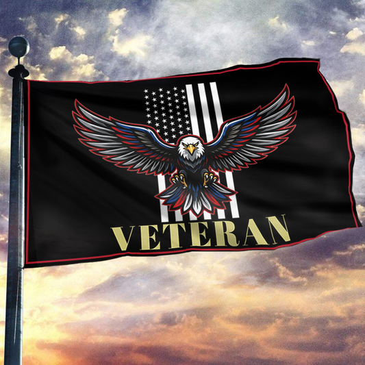 Bold Eagle & USA Stripes Flag
