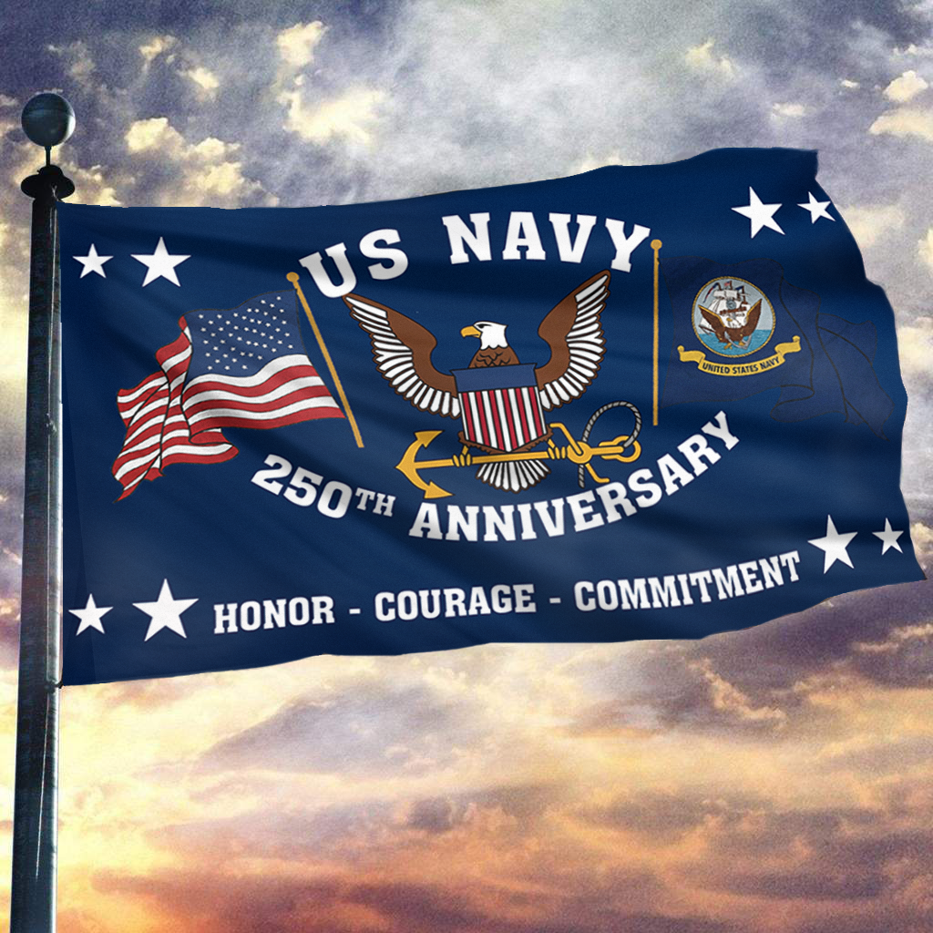 US Navy Naval 250th Anniversary Flag