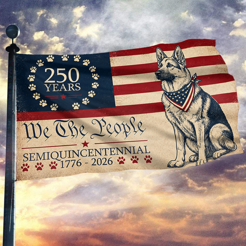 Patriotic Pup: 250 Years of Freedom Flag
