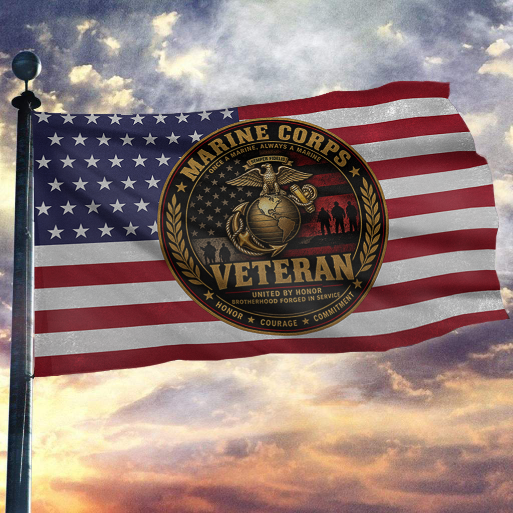 Marine Corp Veteran USA Flag