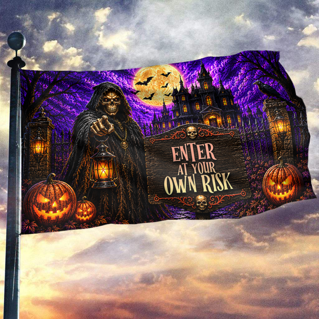 Enter at Your Own Risk Halloween Flag