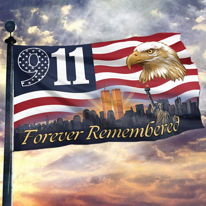 911 Forever Remembered Eagle Flag