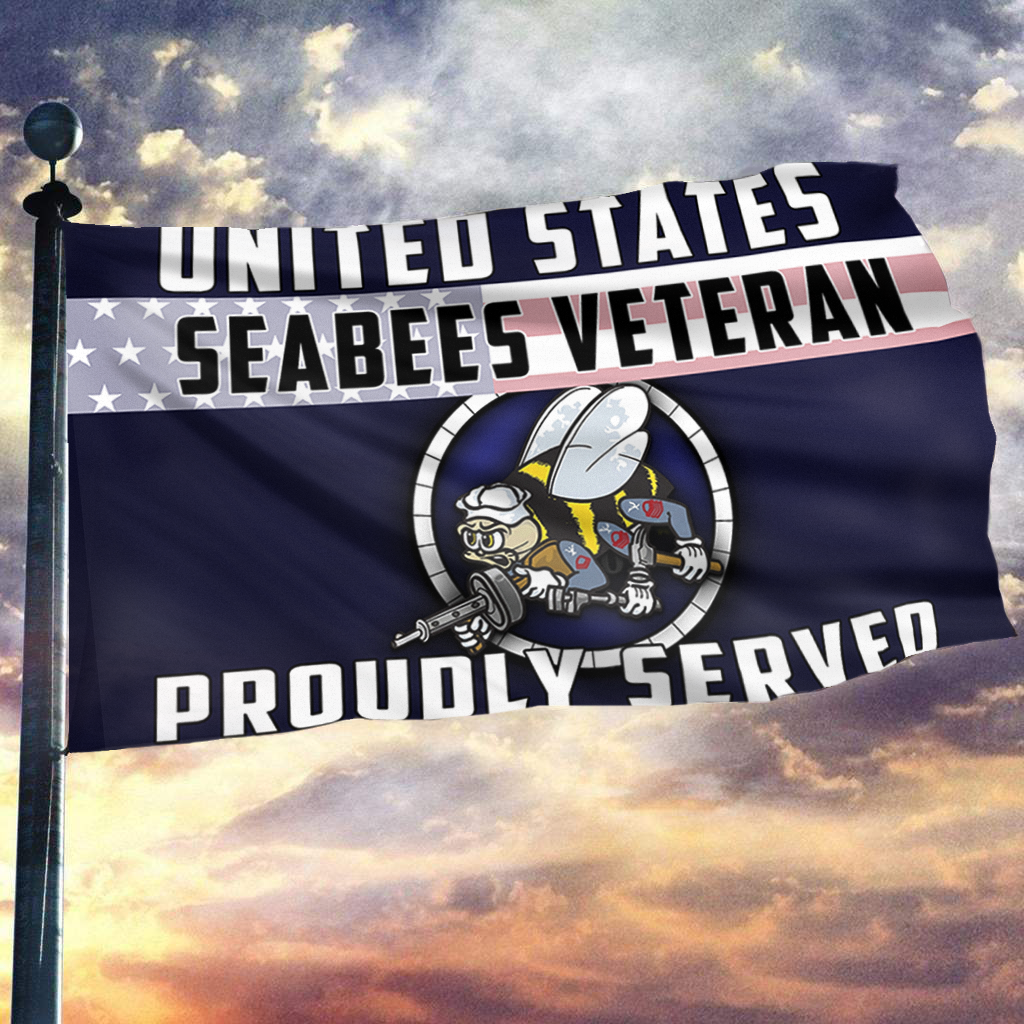 US Seabees Veteran Proudly Served Flag