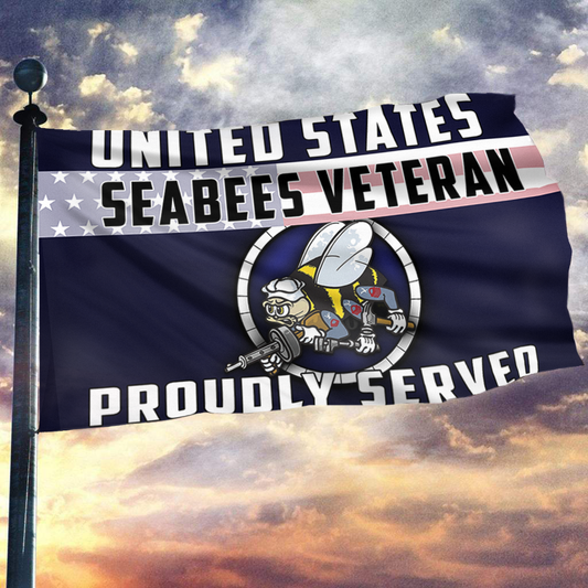 US Seabees Veteran Proudly Served Flag