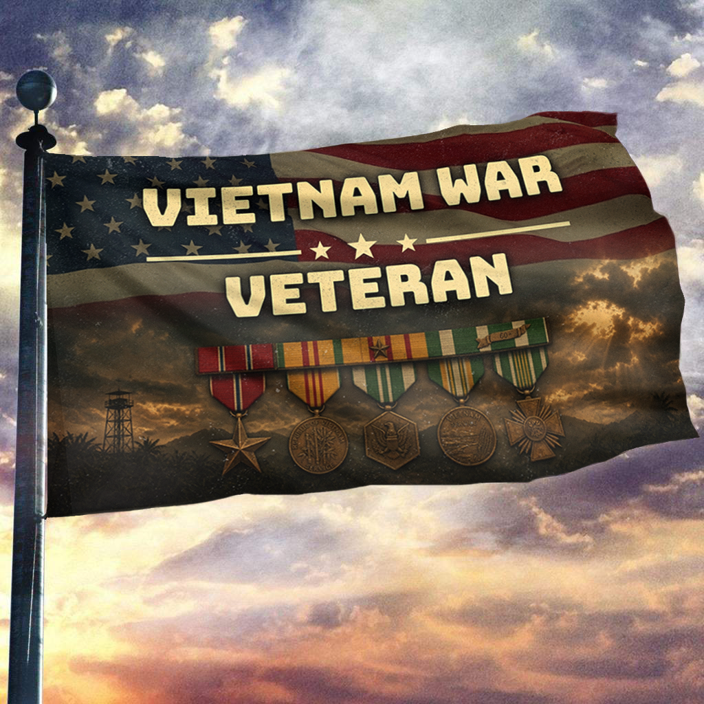 Vietnam War Veteran USA Flag