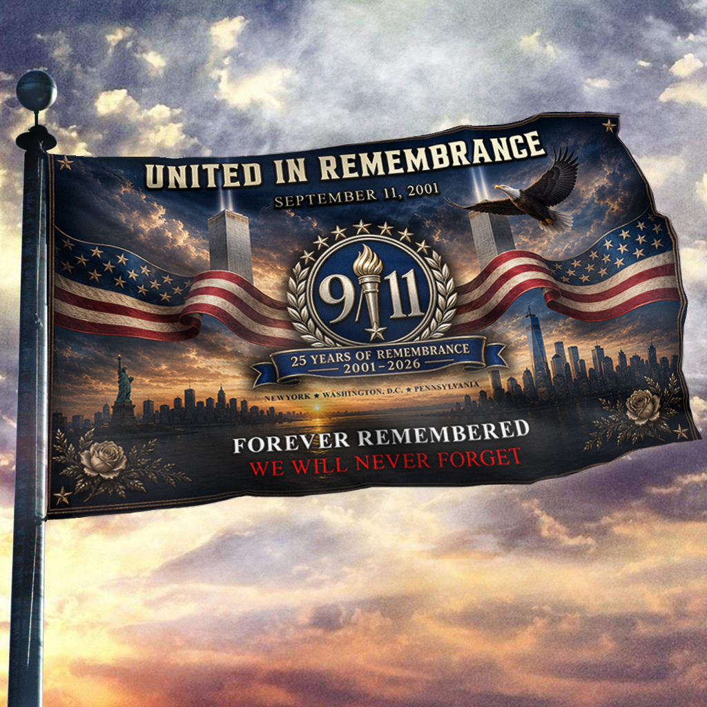 United in Remembrance - We Will Never Forget Flag