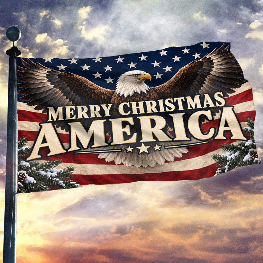 Merry Christmas America Flag
