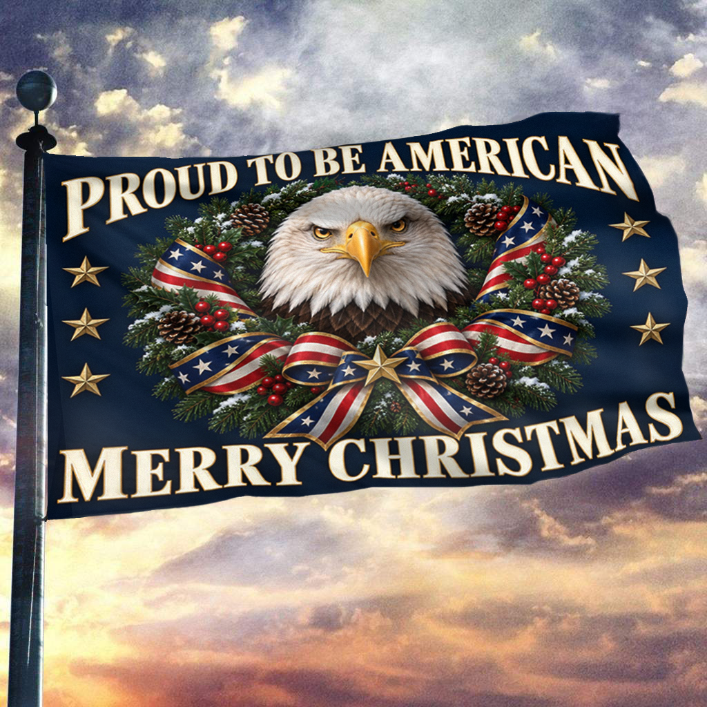 Proud to be American - Merry Christmas Flag