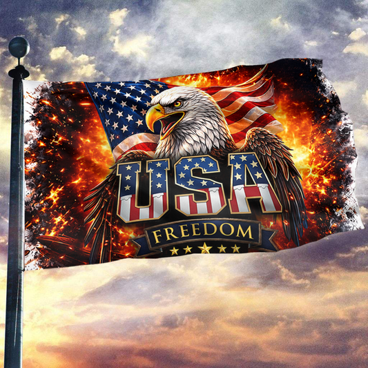 USA Freedom Eagle Fire Flag