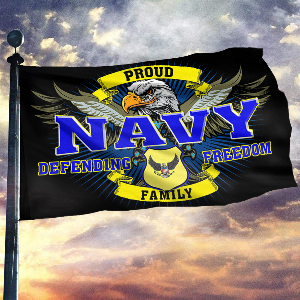 Defending Freedom Proud Navy Family Flag
