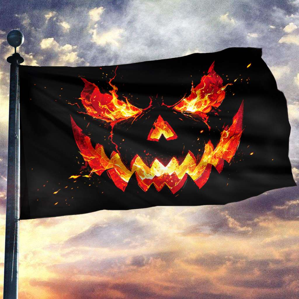 Scary Black Pumpkin Flag