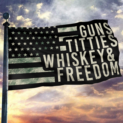 Gun Titties Whiskey & Freedom Flag