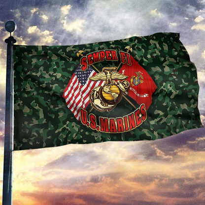 Semper Fi U.S. Marines Camo Flag