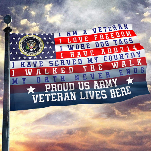 Proud US Army Veteran Lives Here Flag