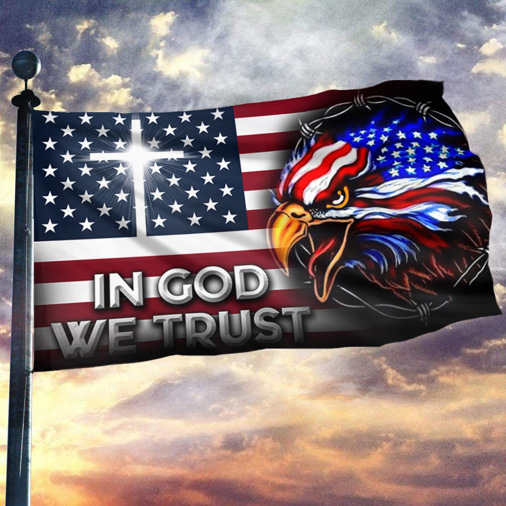 Eagle Cross In God We Trust Flag
