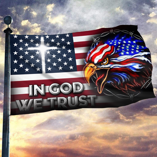 Eagle Cross In God We Trust Flag