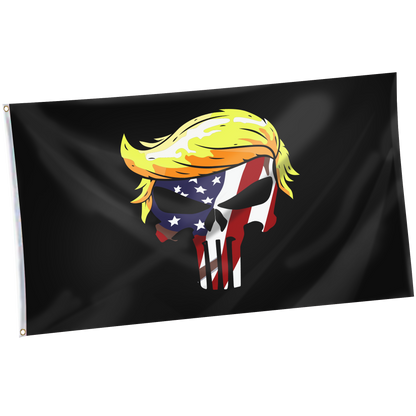 Trump Punisher Flag + Trump USA Punisher Flag + Trump Punisher Pin Bundle