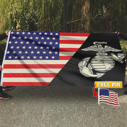Marine Corp Flag with FREE American Pin