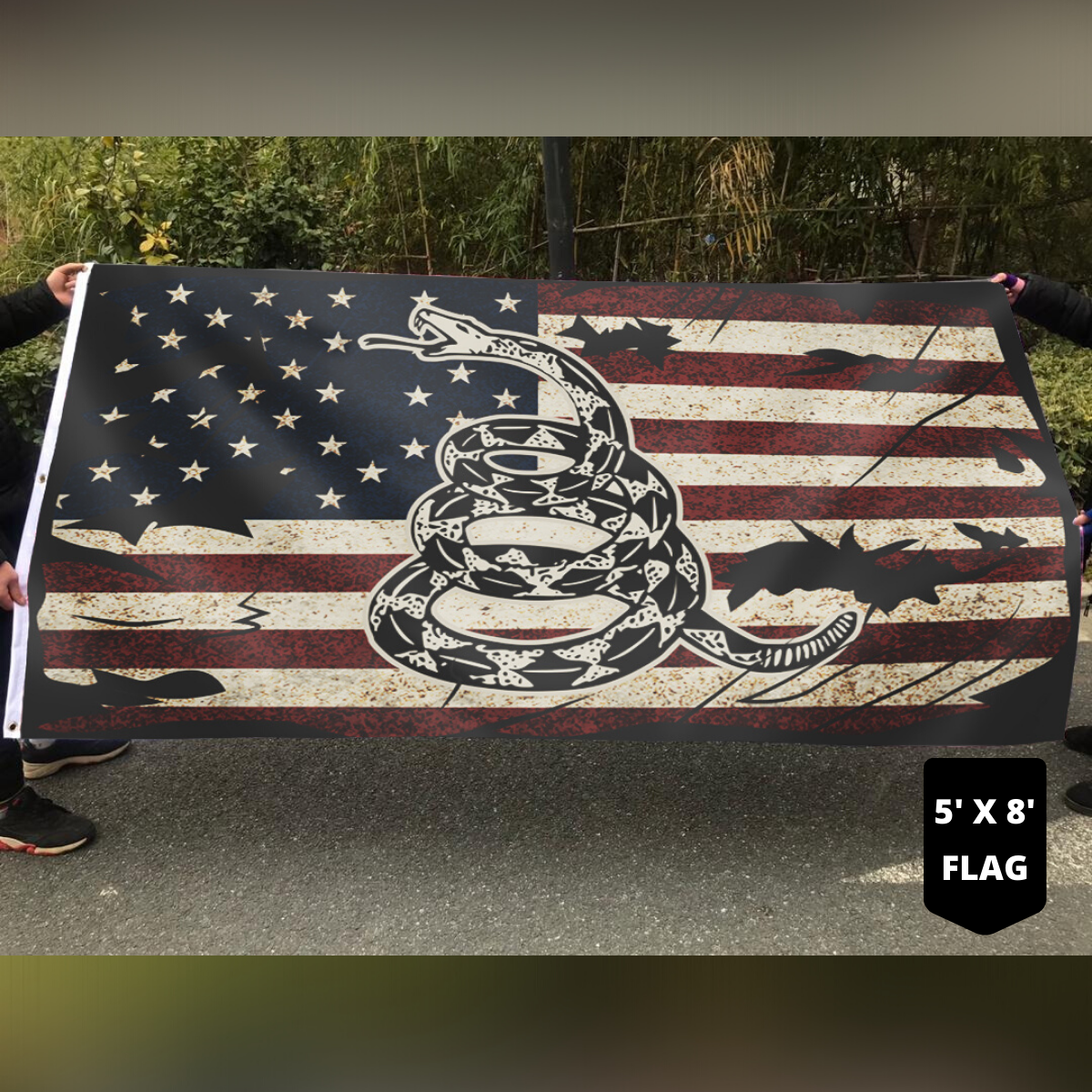 Gadsden Don't Tread On Me - Vintage USA Horizontal Flag