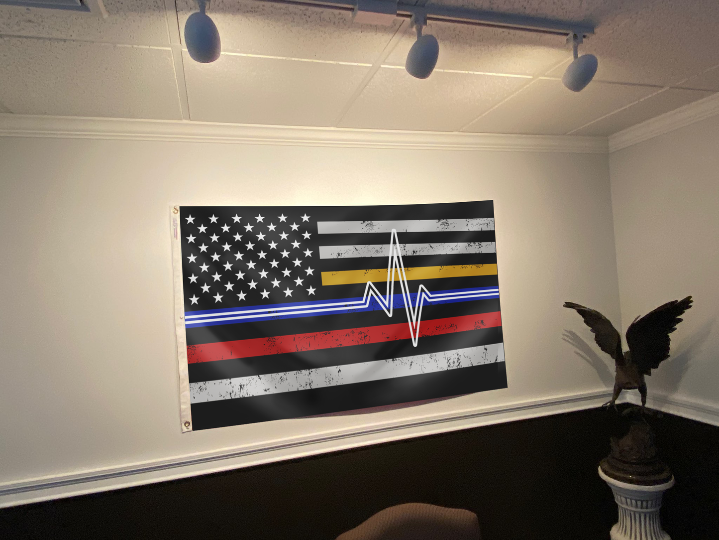 Heartbeat - First Responders Support Appreciation USA Flag