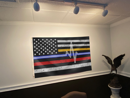 Heartbeat - First Responders Support Appreciation USA Flag