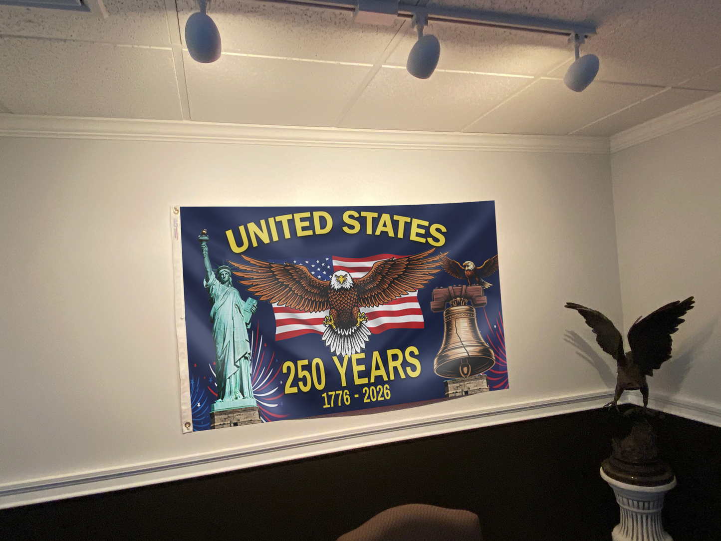 U.S. Bell Statue Eagle Flag