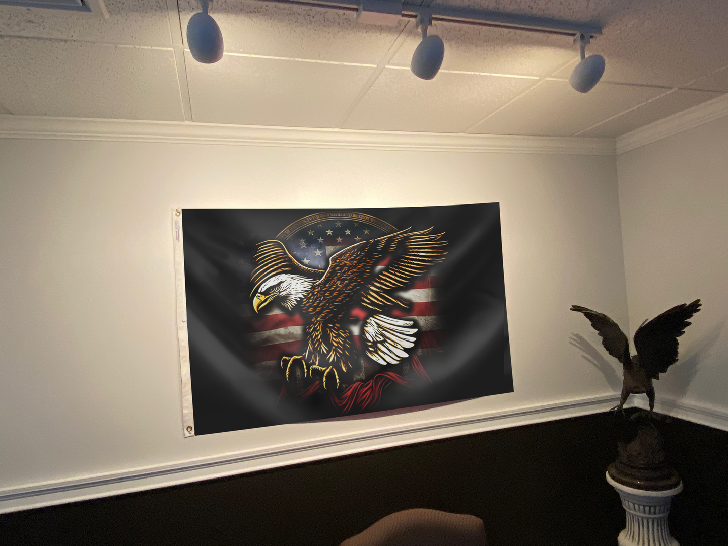 Golden Freedom Eagle Patriotic American Flag