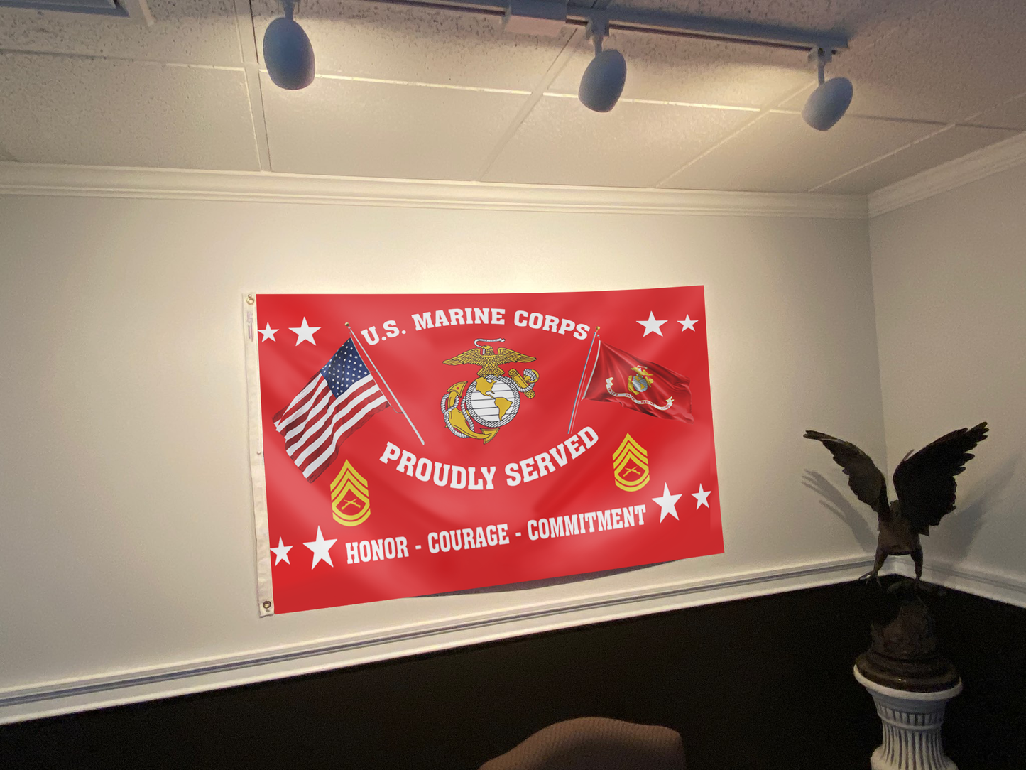 United States Marine Corps - Gunnery Sergeant Flag (RED)