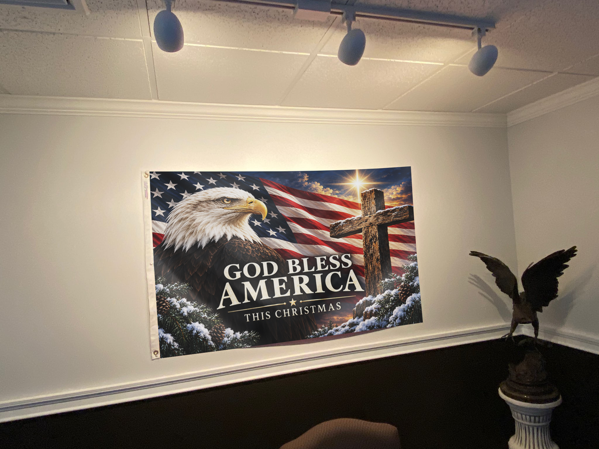 God Bless America this Christmas Flag