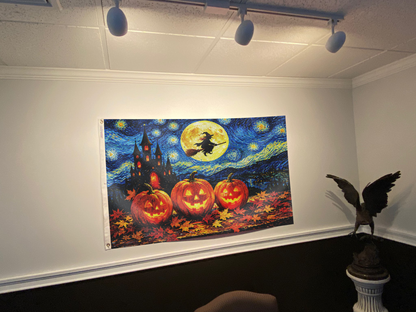 Spooky Starry Night Halloween Flag