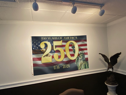 250 Years of America Statue Gold Flag