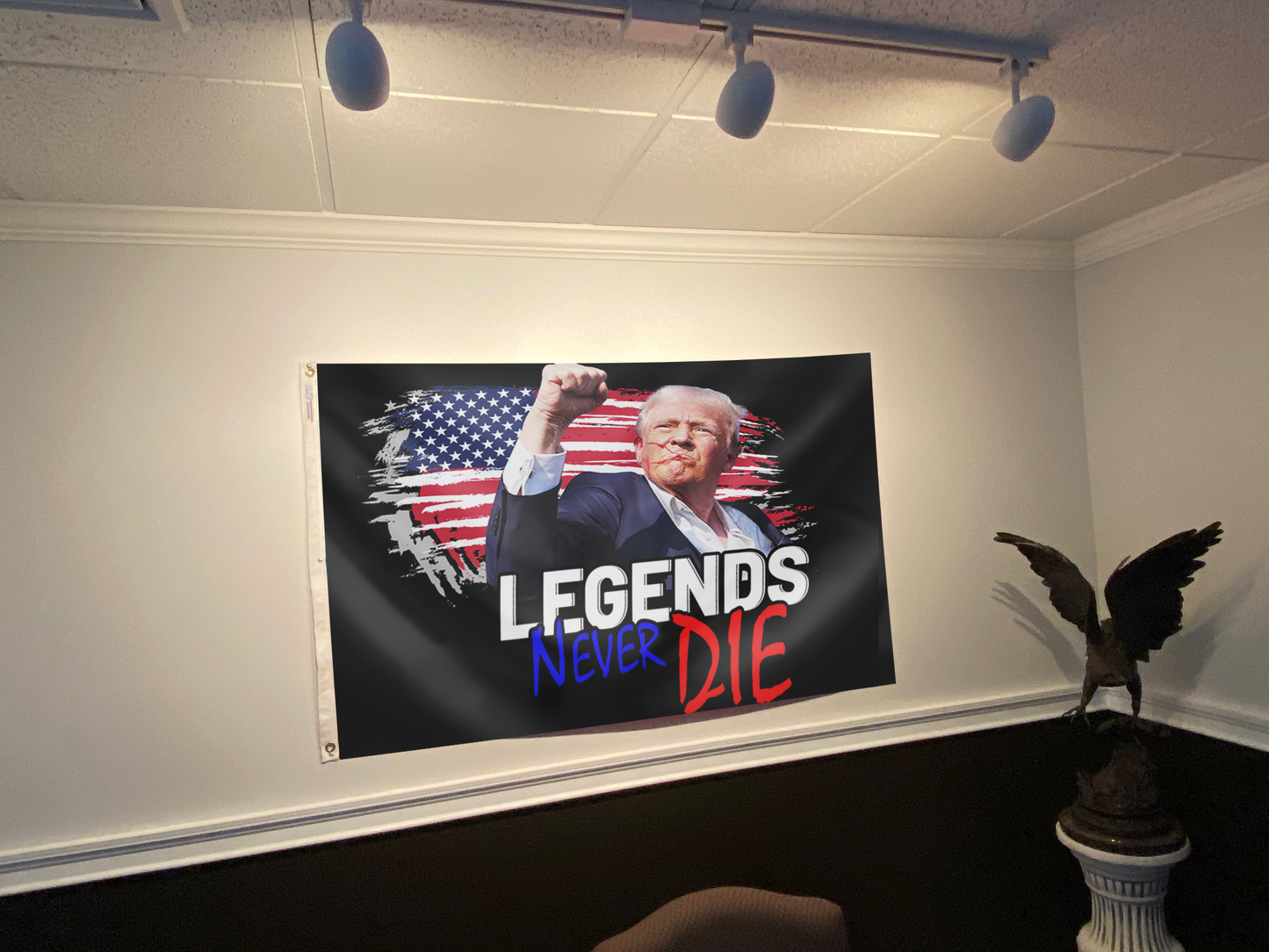Legends Never Die Trump Black Flag