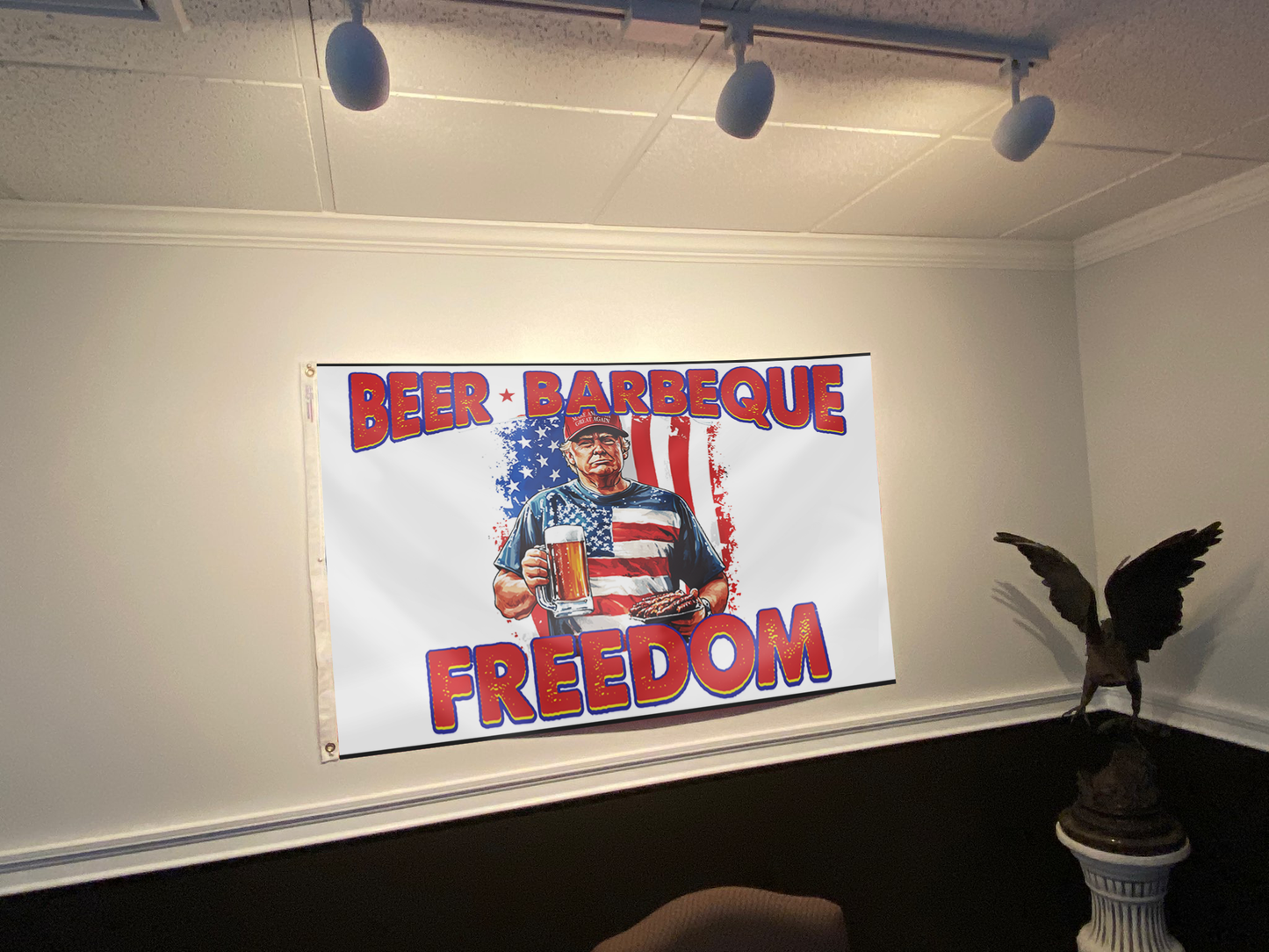 Beer Barbeque Freedom Trump White Flag