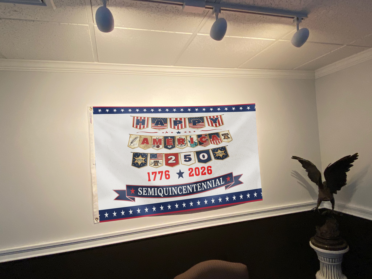 Happy America 250 Semiquincentennial Flag