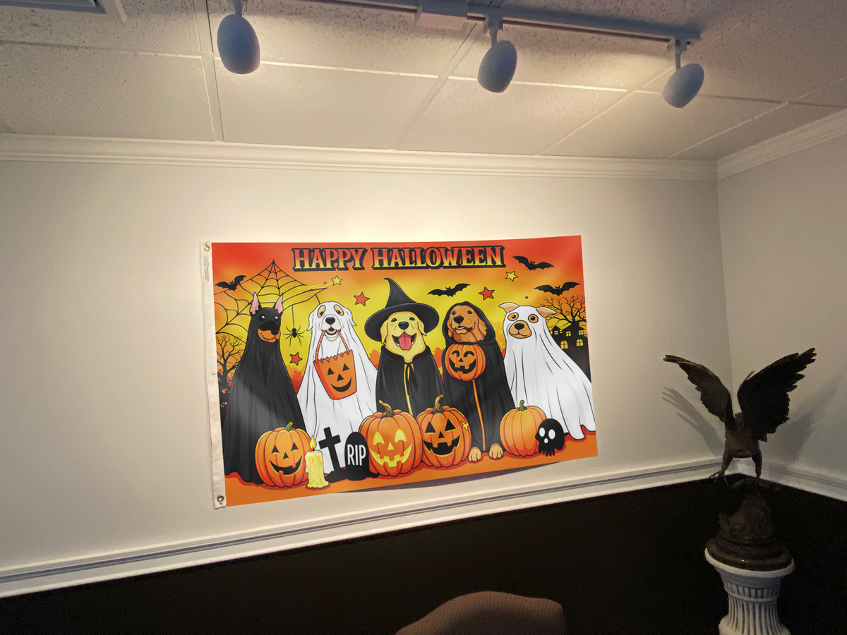 Halloween Dog Pumpkin Flag