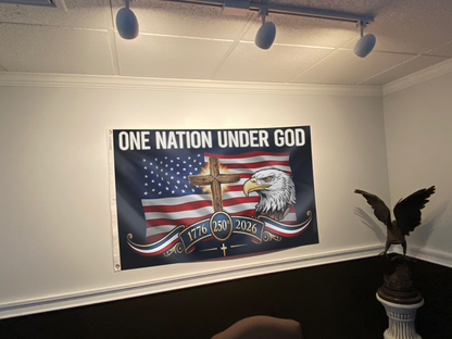 One Nation Under God Eagle Cross Flag