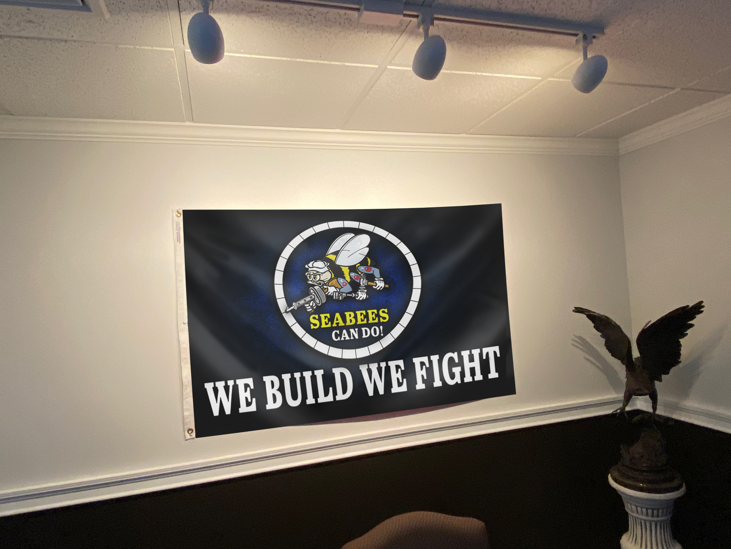 Seabees Can Do We Build We Fight Flag