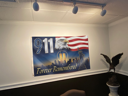 911 Forever Remembered Statue Flag
