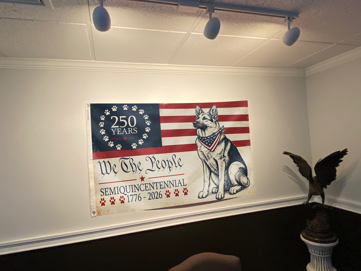 Patriotic Pup: 250 Years of Freedom Flag