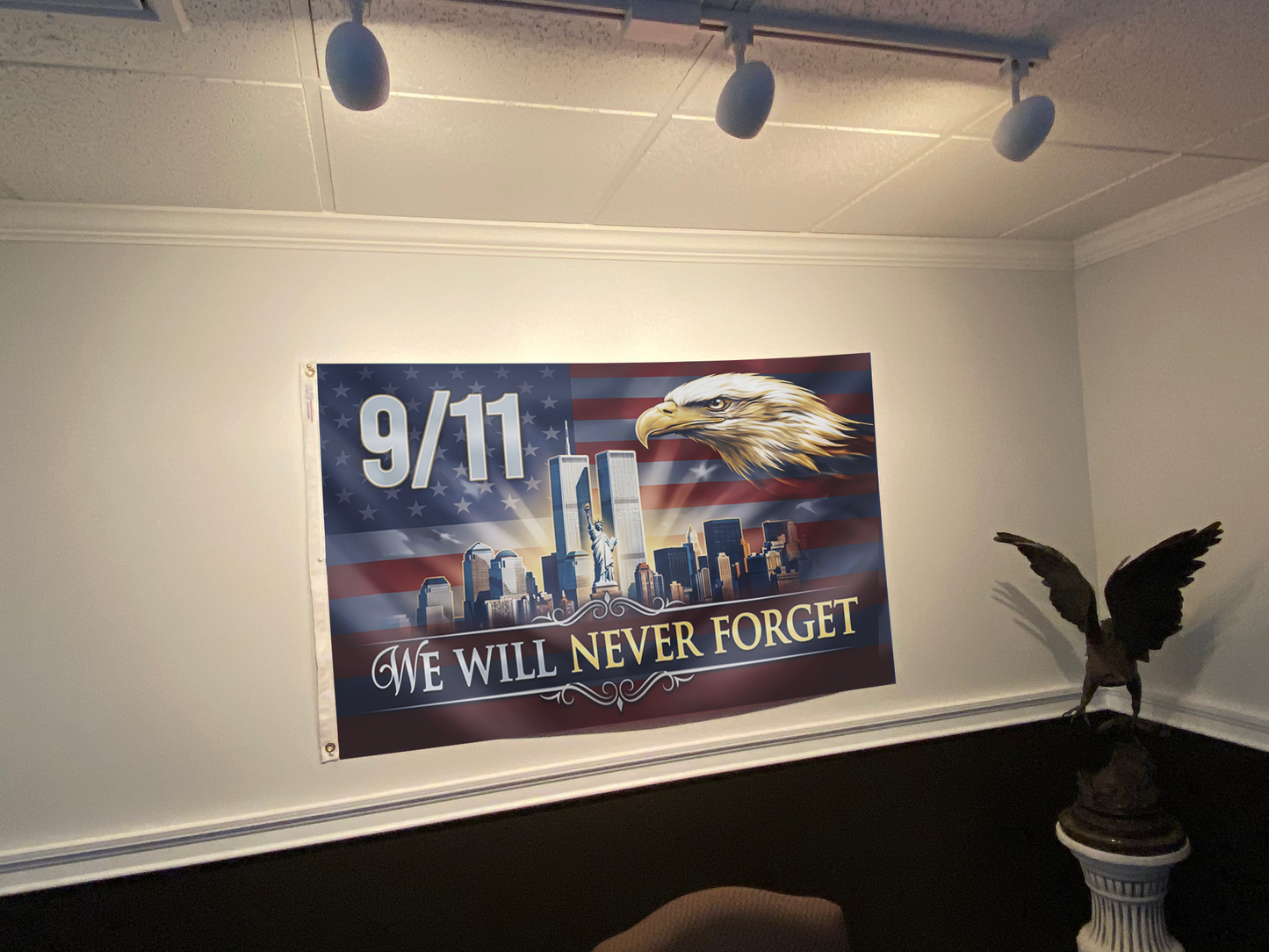 9/11 We Will Never Forget Eagle Flag