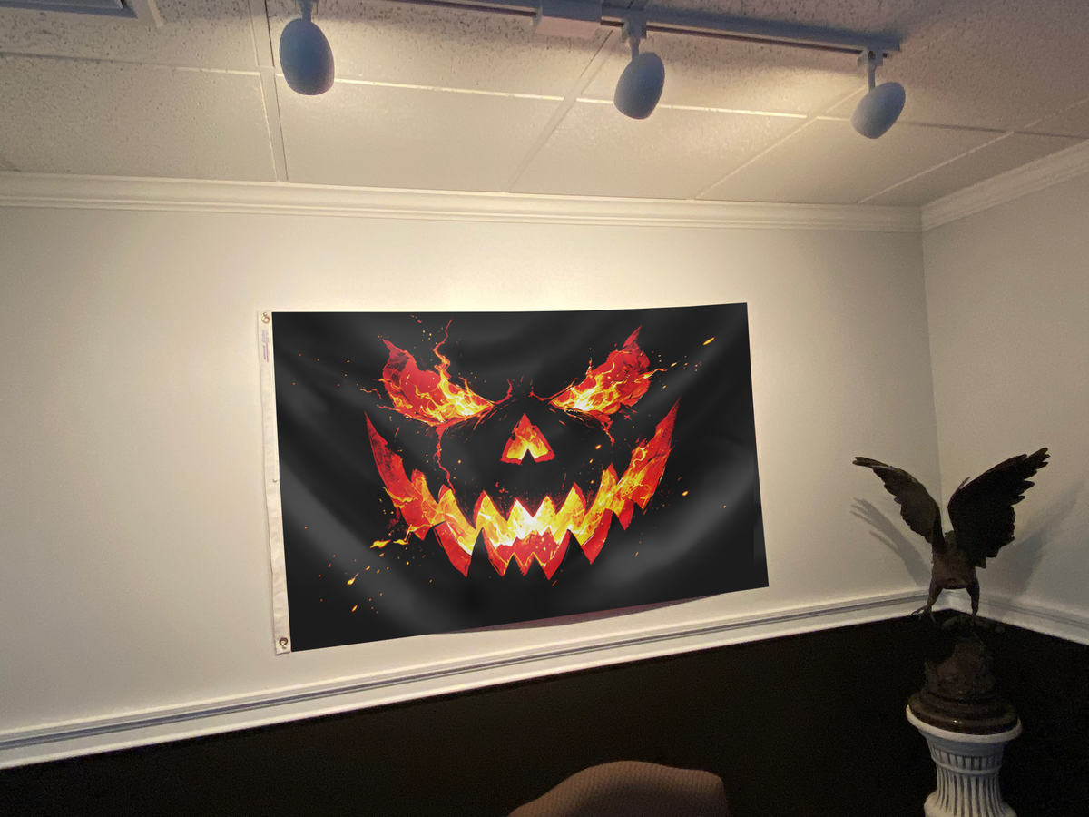 Scary Black Pumpkin Flag