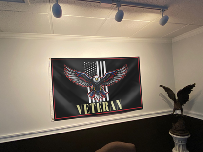 Bold Eagle & USA Stripes Flag
